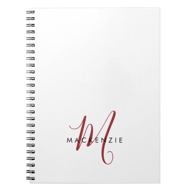 Carnet Élégant Monogramme blanc moderne (Devant)