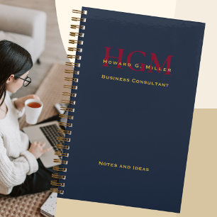 Carnet Élégant Monogramme d'affaires Logo Marine Bourgogn