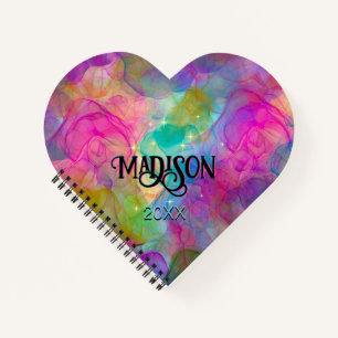 Carnet Élégant monogramme d'art en marbre coloré