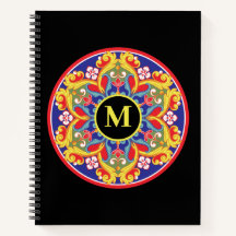 Élégant monogramme de mandala coloré de retour à l