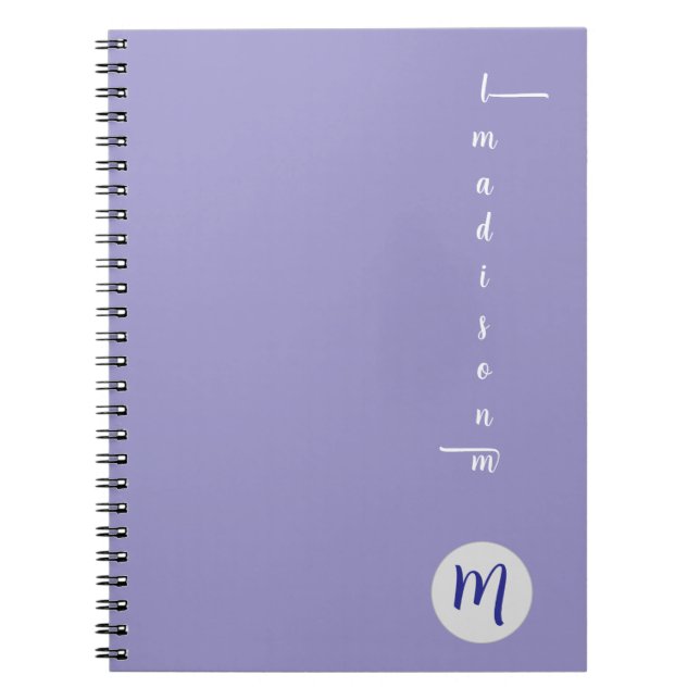 Carnet Élégant Monogramme Écriture Violet Bureau École (Devant)