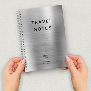 Carnet Élégant Monogramme Faux Silver GreyTravel
