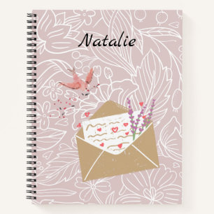 Carnet Élégant monogramme floral arrière - plan rose