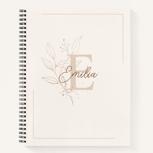 Carnet Élégant Monogramme Floral de Script Personnalisé C (Devant)