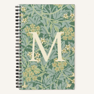 Carnet Élégant monogramme floral jasmin vert
