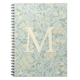 Carnet Élégant monogramme floral jasmin vert pastel