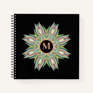 Carnet Élégant Monogramme Mandala multicolore