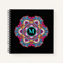 Élégant Monogramme Mandala multicolore
