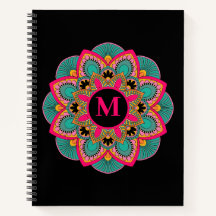 Élégant Monogramme Mandala multicolore