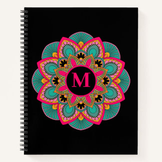 Carnet Élégant Monogramme Mandala multicolore