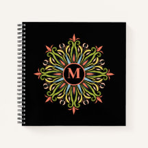 Élégant Monogramme Mandala multicolore
