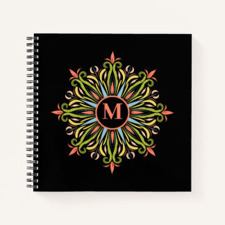 Carnet Élégant Monogramme Mandala multicolore