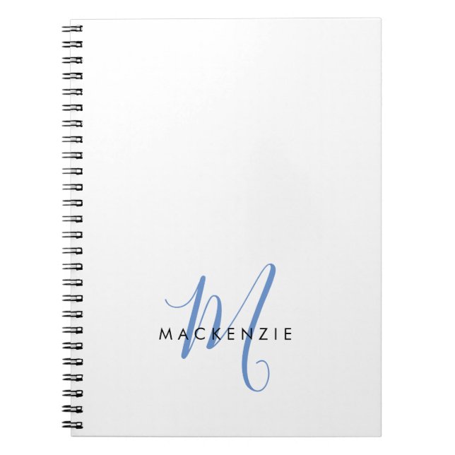 Carnet Élégant Monogramme moderne bleu blanc (Devant)