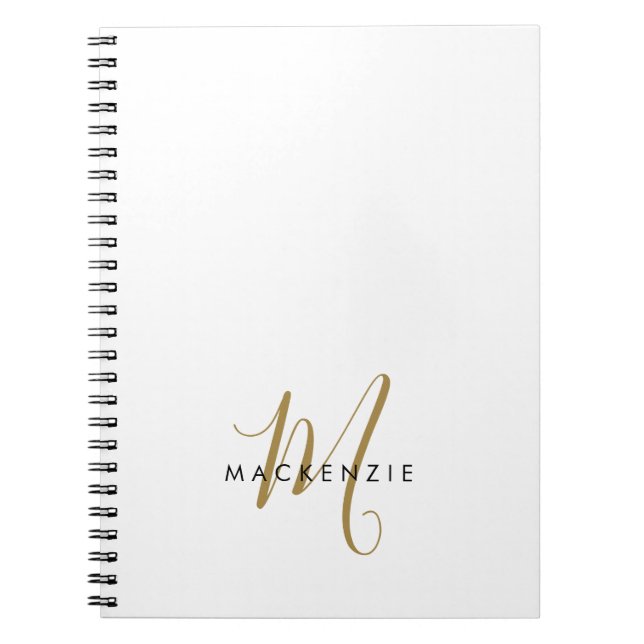 Carnet Élégant Monogramme moderne en or blanc (Devant)