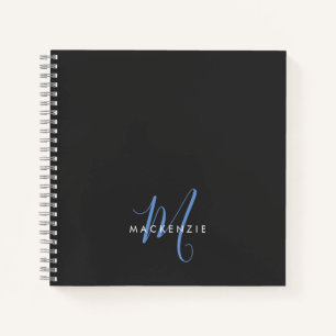 Carnet Élégant Monogramme moderne noir noir
