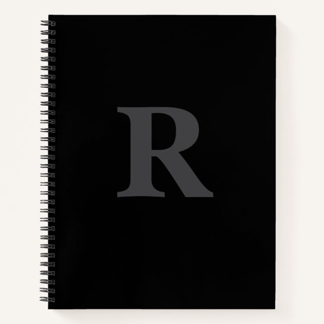 Carnet Élégant Monogramme Noir & Gris  (Devant)