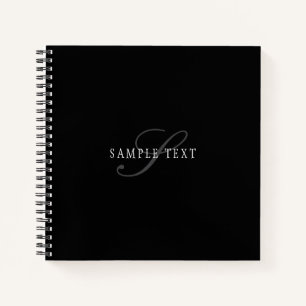 Carnet Élégant Monogramme personnalisable   Noir gris bla