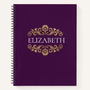 Carnet Élégant Monogramme Purple Gold Office School