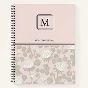 Carnet Élégant Monogramme rose blanc Taupe Motif