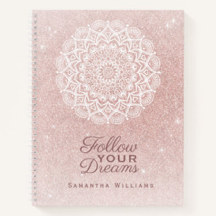 Carnet Élégant Monogramme Rose Gold Parties scintillant G