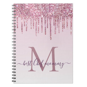 Carnet Élégant Monogramme Rose Parties scintillant Driver