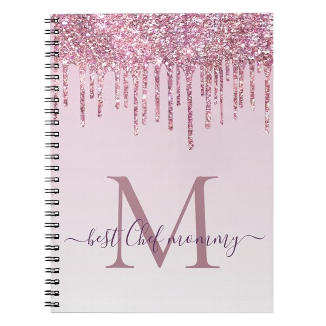 Carnet Élégant Monogramme Rose Parties scintillant Driver (Devant)