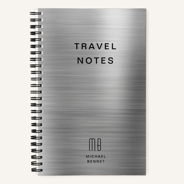Carnet Élégant Monogramme Silver Grey Travel (Recto)