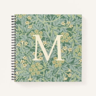 Carnet Élégant Monogramme Vert Jasmin Floral