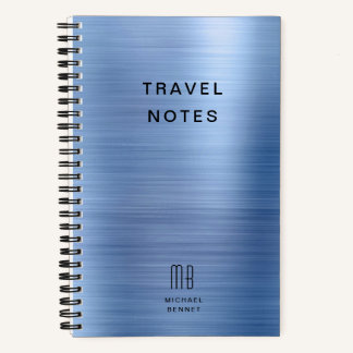 Carnet Élégant Monogramme Voyage Bleu