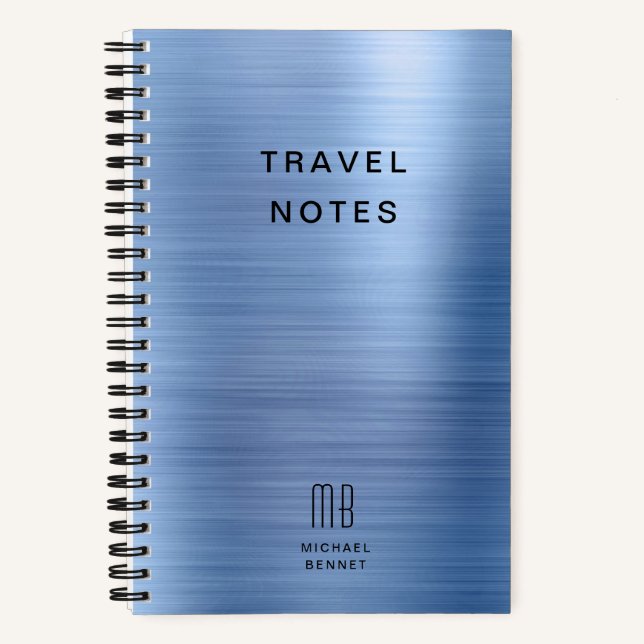 Carnet Élégant Monogramme Voyage Bleu (Recto)