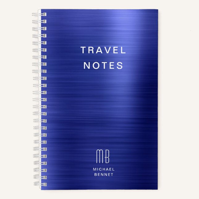 Carnet Élégant Monogramme Voyage Bleu Marine (Recto)