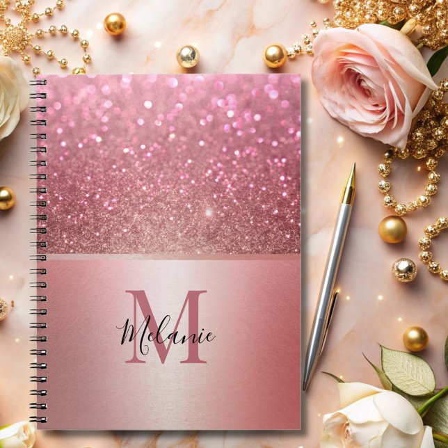 Carnet Élégant monographie de glamour en métal rose (Créateur téléchargé)