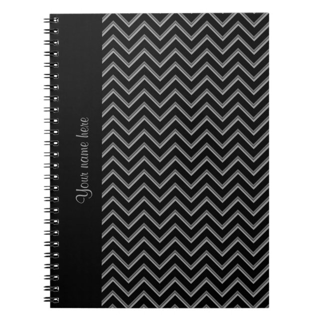 Carnet Elégant motif de chevron noir et gris (Devant)
