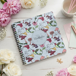 Carnet Élégant Motif de colibri floral bleu