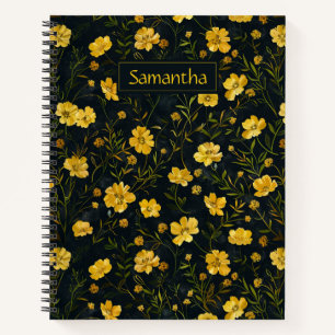 Carnet Élégant Motif de la fleur de la coupe-beurre jaune