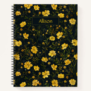 Carnet Élégant Motif de la fleur de la coupe-beurre jaune