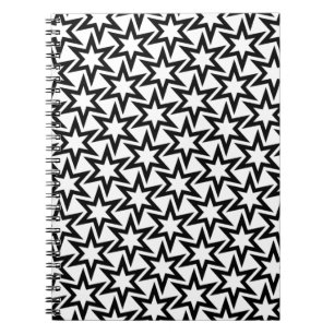 Carnet Élégant Motif d'étoile géométrique noir et blanc