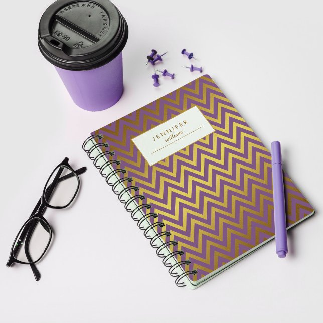 Carnet Élégant Motif Faux Gold Foil Chevrons (Créateur téléchargé)