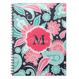 Carnet Elégant motif floral paisley tendance