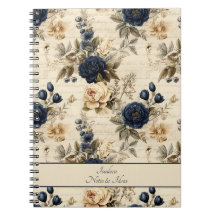 Elégant motif floral Rose crème bleue