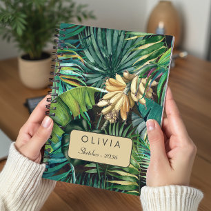 Carnet Élégant motif floral tropical de feuilles de banan