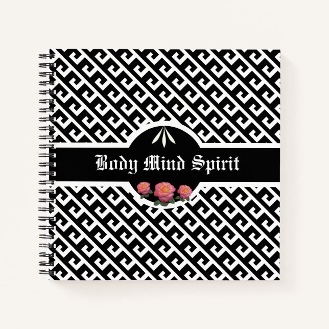 Carnet Élégant Motif géométrique noir et blanc (Devant)