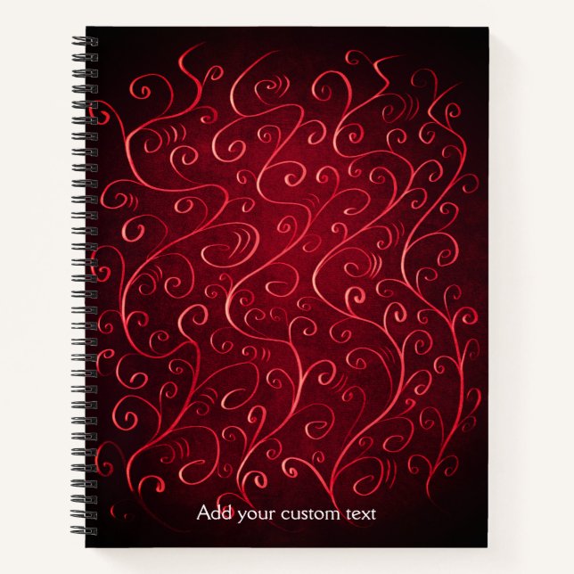 Carnet Élégant Motif Red Swirl (Devant)