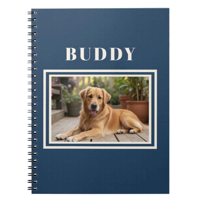 Carnet Elegant Navy Blue Dog Pet Photo  (Devant)