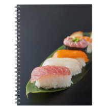 Elegant Nigiri Sushi on Bamboo Leaf Notebook