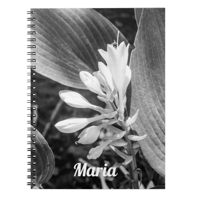 Carnet Elégant noir et blanc floral photo personnalisée (Devant)