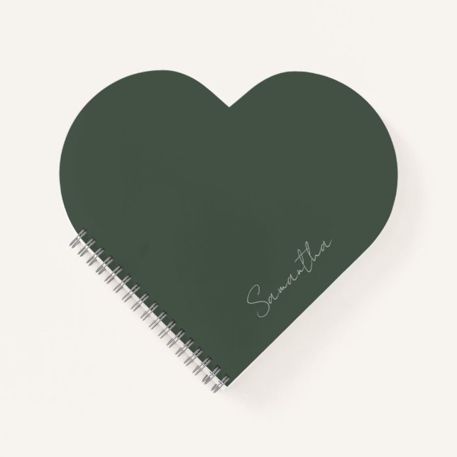 Carnet Élégant Nom Personnalisé Vert Foncé (Devant)