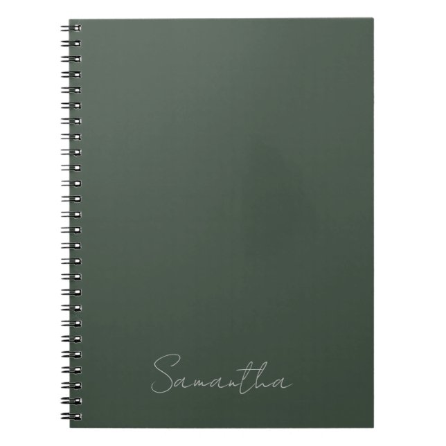 Carnet Élégant Nom Personnalisé Vert Foncé (Devant)