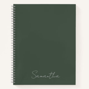 Carnet Élégant Nom Personnalisé Vert Foncé