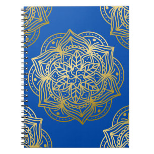Carnet Elégant or et Motif bleu Mandala